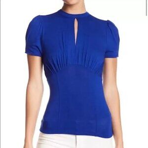 Free People Womens Hear Me Roar Keyhole Pullover Blouse Size M Blue